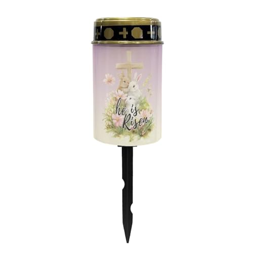 Cross and Rabbit Solar Grave Lights for Cemetery Flameless Solar Powered Light for Prayer Waterproof Outdoor Easter Decor Cemetery Solar Lights for Grave Lamp - color: Cross and Rabbit