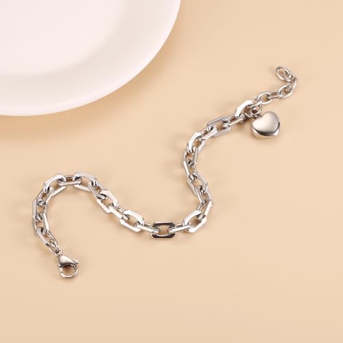 Heart Cremation Bracelets For Ashes Of Loved Ones Memorial Urn Bracelet For Women Stainless Steel Keepsake Jewelry - color: Customize