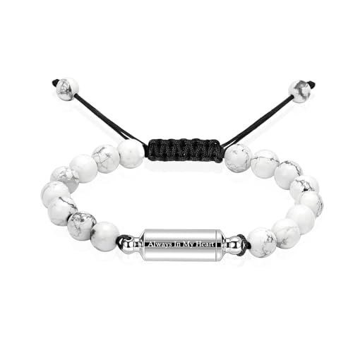 zeqingjw Cremation Bracelet for Ashes Adjustable Cremation Urn Bracelet Bangle for Ashes Stainless Steel Memorial Ashes Keepsake Jewelry for Men Women - color: Cylinder-White