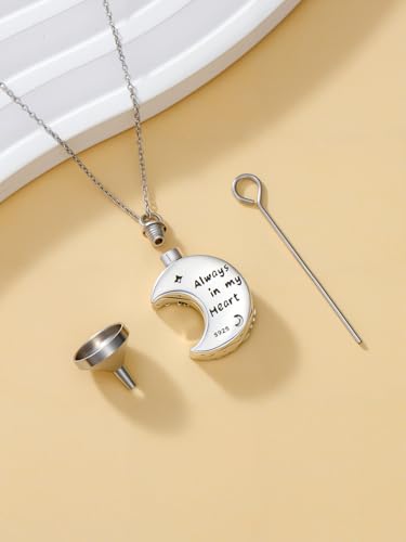 WINNICACA Cremation Jewelry for Ashes Locket Ashes Necklace Urn Necklace for Women Sterling Silver Cremation Necklace for Ashes Fine Keepsake Picture Necklace Memorial Jewelry - style: Moon-tree of life