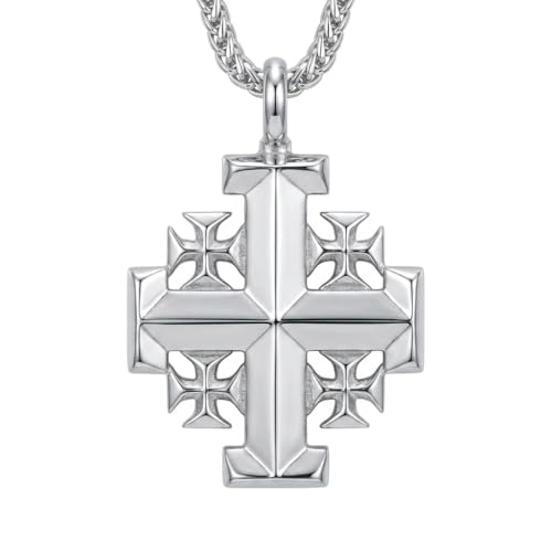 Jerusalem Cross Urn Necklace for Ashes 925 Sterling Silver Memorial Jewelry Crusader Cross Cremation Pendant for Human Pet Ashes Keepsake Jewelry Religious Sympathy Gift