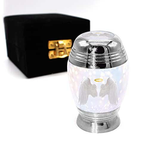Guardian Angel Wings Keepsake Urns for Human Ashes with Velvet Gift Box for Cremation Keepsakes for Ashes - Small Cremation Urn and Small Keepsake Urn Set of 4 - color: Guardian Angel
