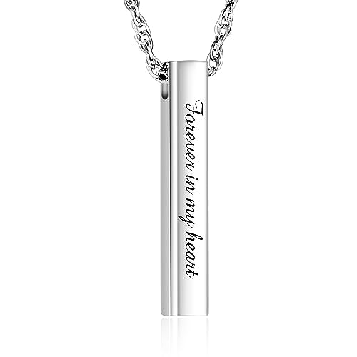 abooxiu Urn Necklace for Human Ashes Cremation Jewelry for Ashes Stainless Steel Keepsake Ashes Necklace Memorial Urn Jewelry Pendant for Women Men - Forever in my heart - style: Silver