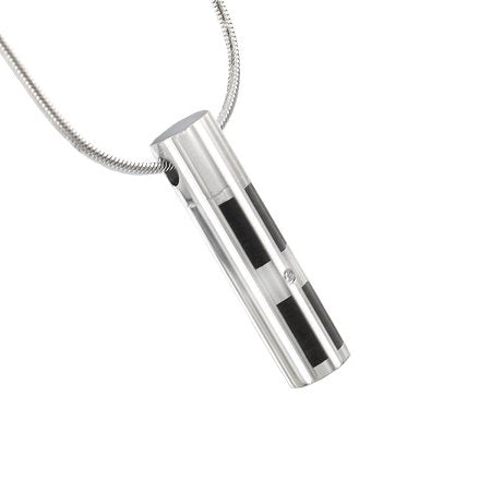 Cylinder Gemstone Accent Cremation Jewelry, Stainless Steel Jewelry, Cremation Jewelry for Ashes - color: Gemstone