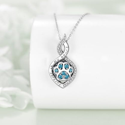 Butterfly/Dragonfly/Pet Paw/Tree of Life/Maple Leaf/Cross Urn Necklace for Ashes 925 Sterling Silver Cremation Pendant Jewelry Gifts for Women Mom - color: Paw-December