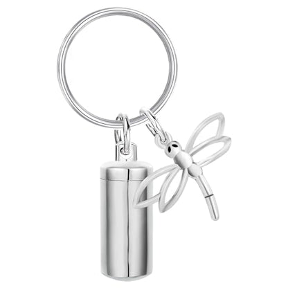 Gredstar Cremation Urn Keychain for Ashes, Cylinder Memorial Keepsake - color: Dragonfly