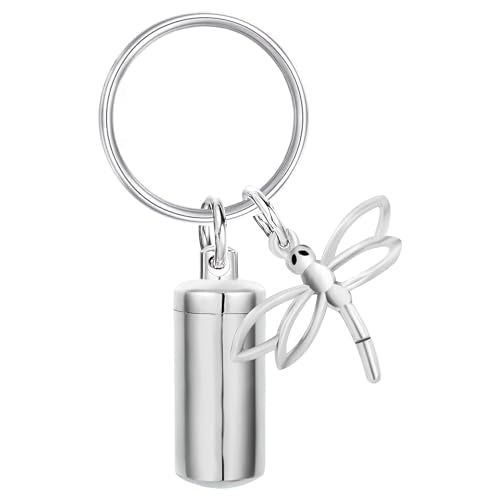 Gredstar Cremation Urn Keychain for Ashes, Cylinder Memorial Keepsake - color: Dragonfly