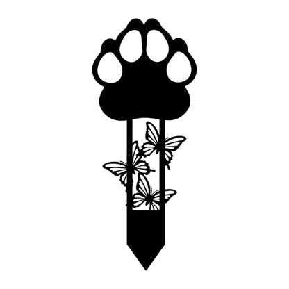 Memorial Garden Stake,Butterfly Paw Prints Metal Cross Grave Marker | for Dog & Cat, Suitable for Outdoor Cemeteries, Ideal Gifts to Honor Departed Pet - style: Butterfly Stake