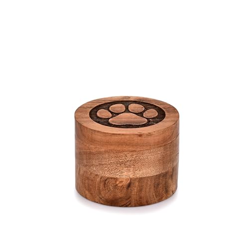 EDHAS Acacia Wood Decorative Urns Funeral Cremation Urn for Ashes for Dogs, Pet Urns for Cats (3.5" x 3.5" x 2.5")