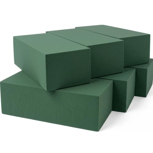 FLOFARE Pack of 6, Dry and Wet Floral Foam Blocks for Fresh and Artificial Flowers, Each (7.8” L x 3.5” W x 2.4” H), for Wedding, Birthdays, Home, Office, and Garden Decorations - size: Pack of 6