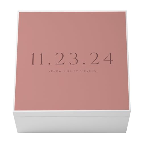 Let's Make Memories Personalized Keepsake Box - For Weddings - For Vacations - For Special Events - For Birthdays - Memento Storage - Sturdy Wood Composite - 12" Sq x 6" H - Dusty Rose - color: Our Day - Dusty Rose