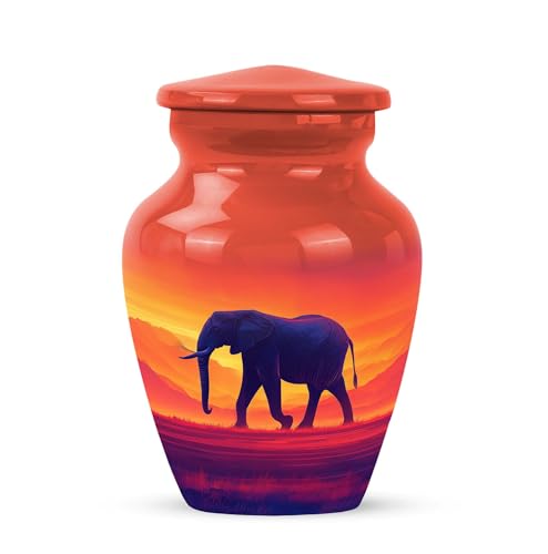 Elephant Small Urns for Grandma and Grandpa Memorial Ashes Keepsake 3" | Miniature Orange Tiny Urns for Mother and Father Tribute Cremation Ashes - color: Elephant-3, size: 3 Inch Keepsake