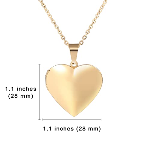 Personalized Heart Locket Necklace for Women with Picture Custom Inside Engraved Text Silver/Gold/Rose Gold Photo Locket Stainless Steel Memorial Gifts for Mom Daughter Grandmother - color: E2: Custom Text (Gold)