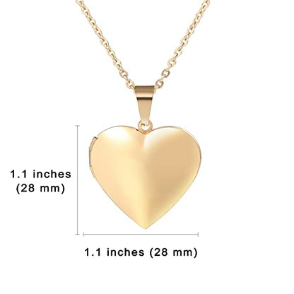Personalized Heart Locket Necklace for Women with Picture Custom Inside Engraved Text Silver/Gold/Rose Gold Photo Locket Stainless Steel Memorial Gifts for Mom Daughter Grandmother - color: E2: Custom Text (Gold)