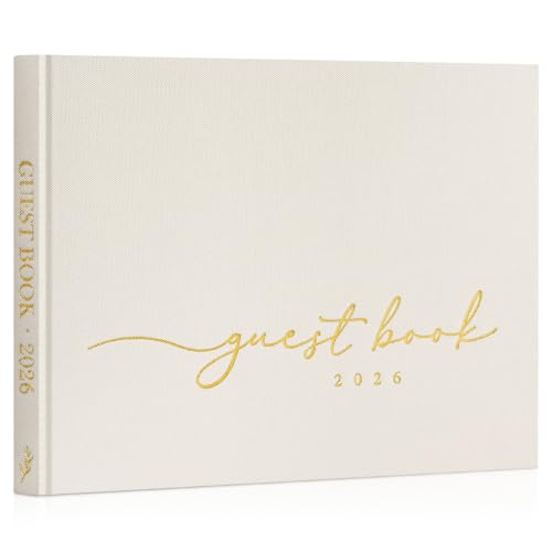 Lanpn Wedding Guest Book 2026 - Linen Hardcover Guestbook Wedding Reception with 108 Blank Pages for Sign in and Photos - Guest Book for Wedding Bridal Shower Baby Shower Party (Cream) - color: Cream