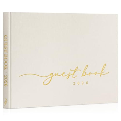 Lanpn Wedding Guest Book 2026 - Linen Hardcover Guestbook Wedding Reception with 108 Blank Pages for Sign in and Photos - Guest Book for Wedding Bridal Shower Baby Shower Party (Cream) - color: Cream
