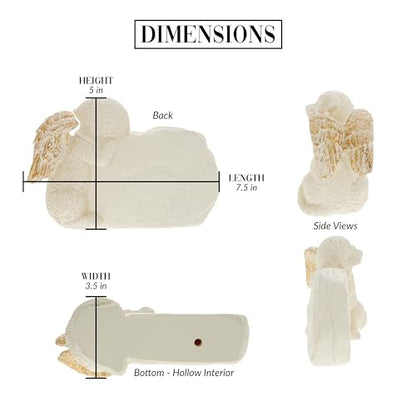 Pavilion Gift Company - On Angels Wings You Were Taken Away, But In Our Hearts You Will Always Stay - 7.5" Angel Wing Dog Garden Memorial Stone Bereavement Memorial Loss Of Loved One Gift Rescue Doggy - color: Beige, Gold