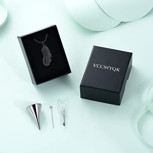 Cremation Jewelry Feathers Urn Necklace for Ashes Stainless Steel Memorial Keepsake Pendant for Women Men - color: Black