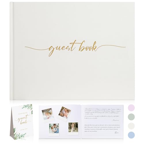 1DOT2 Linen Wedding Guest Book, Beige, No Year - color: Beige, size: No Year