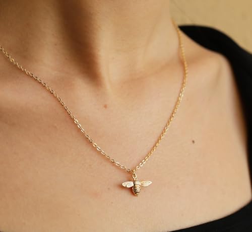 RZKING Golden Necklace for Women, Gifts for Best Friend Sister Mom Daughter - style: Bee