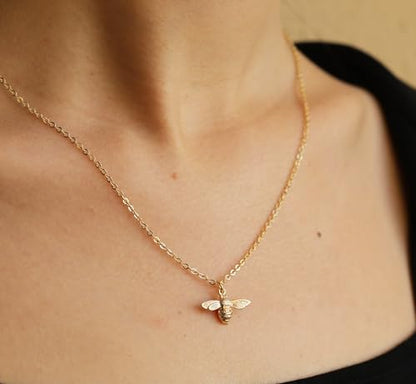 RZKING Golden Necklace for Women, Gifts for Best Friend Sister Mom Daughter - style: Bee