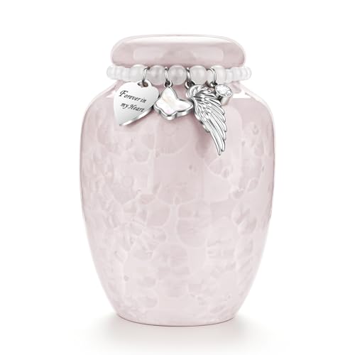 3.86 Inches Small Urns for Human Ashes Keepsake Ceramic Mini Cremation Urns for Ashes Adult Female Handcrafted Decorative Urn for Women, Memorial, Burial, Home Display