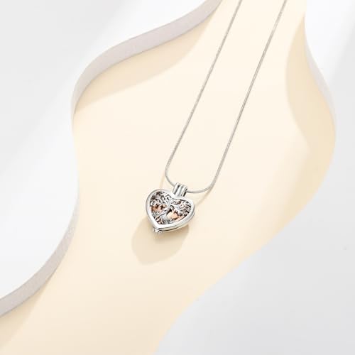 Cremation Jewelry Tree of Life Heart Urn Necklace for Human Ashes for Women Men Always in My Heart Memorial Ashes Keepsake Pendant - color: Rose Gold