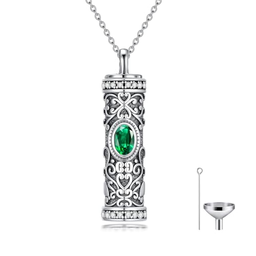Seiyang Urn Necklace for Ashes 925 Sterling Silver Cremation Necklace with Birthstone Memorial Cremation Jewelry for Women Loved One - color: 05-May, style: Style A