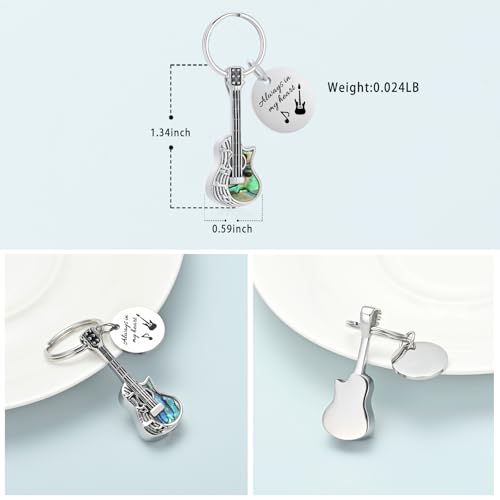Imrsanl Guitar Urn Necklace Cremation Jewelry for Ashes | Ashes Holder Pendant, Funeral Keepsake, Memorial Gifts of Loss Loved Ones, For Women Men Guitarist - color: Keychain-silver