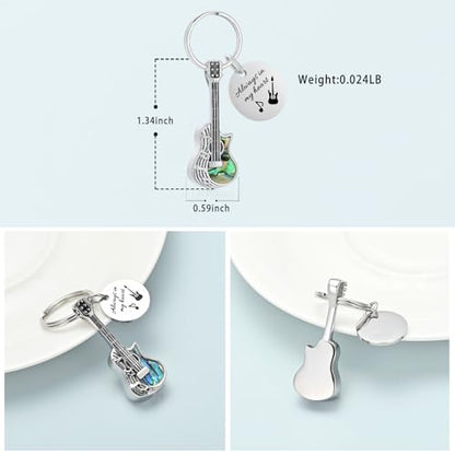 Imrsanl Guitar Urn Necklace Cremation Jewelry for Ashes | Ashes Holder Pendant, Funeral Keepsake, Memorial Gifts of Loss Loved Ones, For Women Men Guitarist - color: Keychain-silver