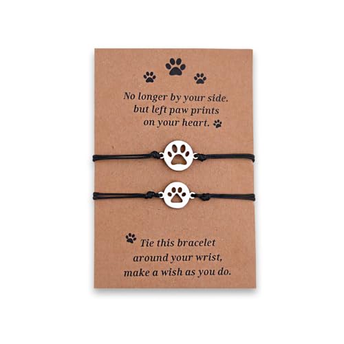 Dog Bereavement Gifts Pet Paw Bracelet for Men Women Memorial Bracelets for Loss of Cat Sympathy Gift Friendship Bracelets for 2 Friends Women Dog Remembrance Gift Cat Pet Lover Bracelet
