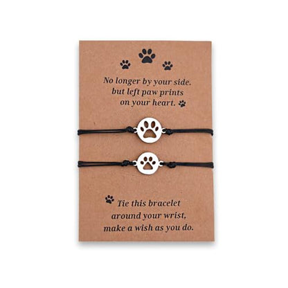 Dog Bereavement Gifts Pet Paw Bracelet for Men Women Memorial Bracelets for Loss of Cat Sympathy Gift Friendship Bracelets for 2 Friends Women Dog Remembrance Gift Cat Pet Lover Bracelet