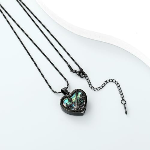 Imrsanl Guitar Pick Cremation Urn Necklace for Ashes - color: Heart-Black