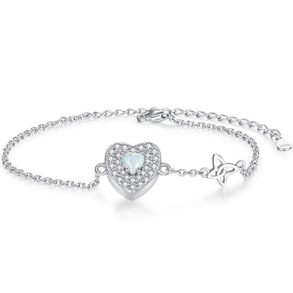 ZOEXUE Infinity/Tree of Life/Rose/Angel Wings/Heart Urn Bracelet for Ashes 925 Sterling Silver Cremation Bracelet for Ashes Keepsake Ashes Urns Jewelry Women Loved Ones - style: heart opal urn bracelet
