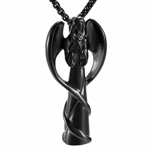 Stainless Steel Angel Cremation Urn Pendant Necklace Memorial Wing Angel Keepsake Urn Cremation Necklace for Ashes with Filling Kit