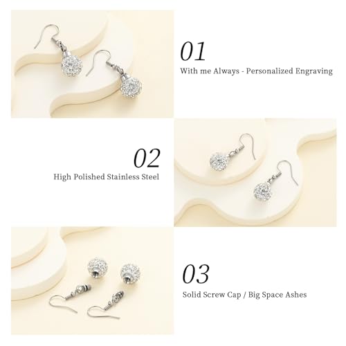 Heart Cremation Earring for Women Keepsake Memorial Urn Jewelry For Ashes - color: D-Sliver