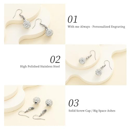 Heart Cremation Earring for Women Keepsake Memorial Urn Jewelry For Ashes - color: D-Sliver