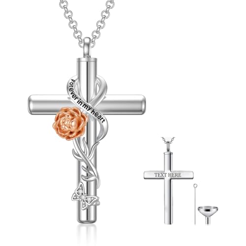 Cross Urn Necklaces for Ashes Sterling Silve 12 Month Birth Flower Cremation Jewelry for Ashes Urn Pendant Keepsake Memorial Pendant Necklace for Ashes for Human Women Pet - color: 09-Sept-Peony, style: Personalized