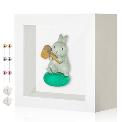 3x3 Mini Shadow Box Frame with Shatterproof Clear Glass & Push Pins - color: White+foam Back+foam Packaging, size: 3x3
