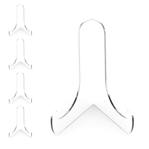 Boloyo 60-Degree Angle Acrylic Plate Display Stand , 3 Inch 5PC Clear Acrylic Display Holder Easel Base for Home Office Kitchen School Art Display - color: 60-Degree Angle, size: 3 inch(5PC)