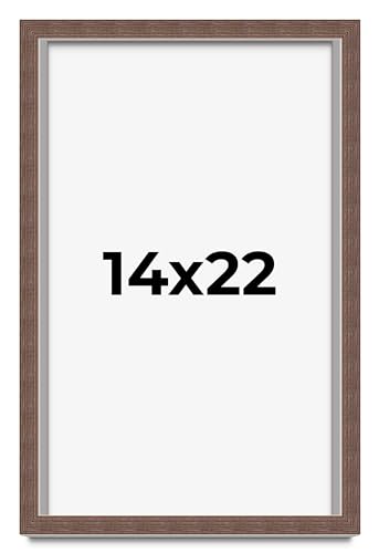 CustomPictureFrames 14x22 Rustic Shadow Box Frame - Solid Wood, UV Acrylic, Acid Free Backing & Hanging Hardware - Bruno Shadow Box Display Case - Display Poster Arts, Photos & Certificates - Brown - size: 14x22