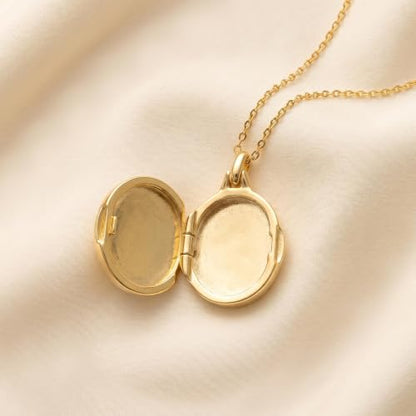 YOUFENG Love Heart Locket 14K Gold-Filled Oval Circle Rectangle Lockets that Hold Pictures Floral Patterns Necklace for Women - color: GoldOval