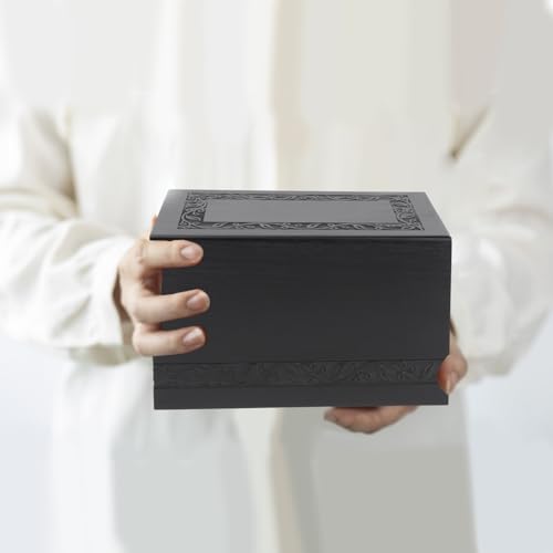 Wooden Urns for Human Ashes Adult Male Female, Up to 250 Cubic inches Tree of Life Wood Cremation Urns, Funeral Memorial Urns for Ashes Mom Dad (Black) - color: Black