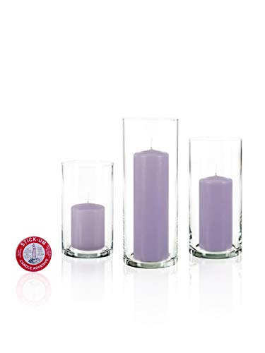 yummi Set of 36 Slim Pillars and Cylinder Vases - Lavender - color: Lavender