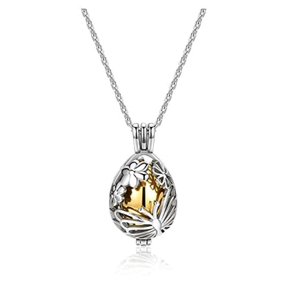 Zysta Cremation Jewelry Urn Necklace for Ashes Teardrop Butterfly Urn Memorial Locket Pendant Necklace Hollow Flower Jar Keepsake Cremation Jewelry for Women - color: Golden