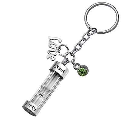 Hourglass Ashes Keychain Urn Pendant Memorial Keepsake Cremation Jewelry Aunt - Customized - color: Aunt - Customized