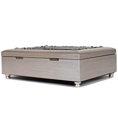 Cottage Garden Precious Daughter Brushed Pewter Jeweled Music Box Plays You Light Up My Life