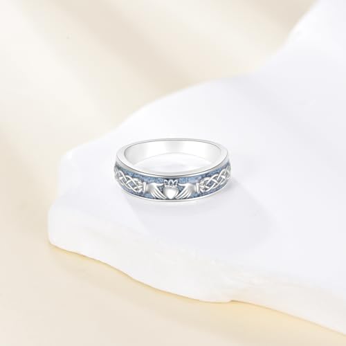 ONEFINITY Turquoise Rings S925 Sterling Silver Turquoise Ring Jewelry Gift For Women Men - size: 7, style: Claddagh