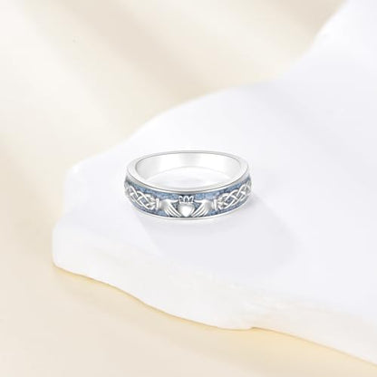 ONEFINITY Turquoise Rings S925 Sterling Silver Turquoise Ring Jewelry Gift For Women Men - size: 8, style: Claddagh