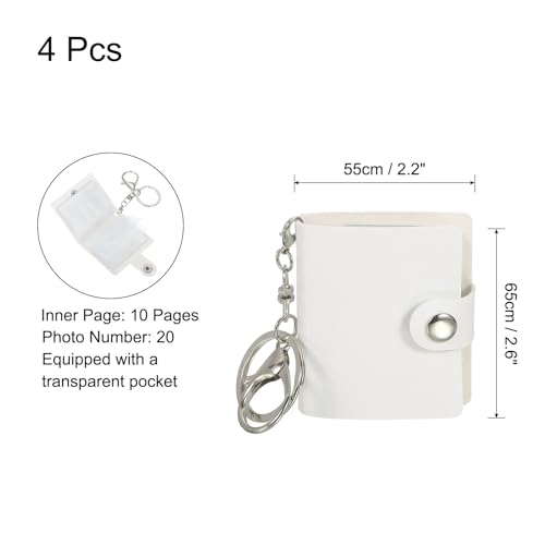 uxcell Mini Photo Keychain DIY Small Memory Key Ring Picture Book for Family - color: White